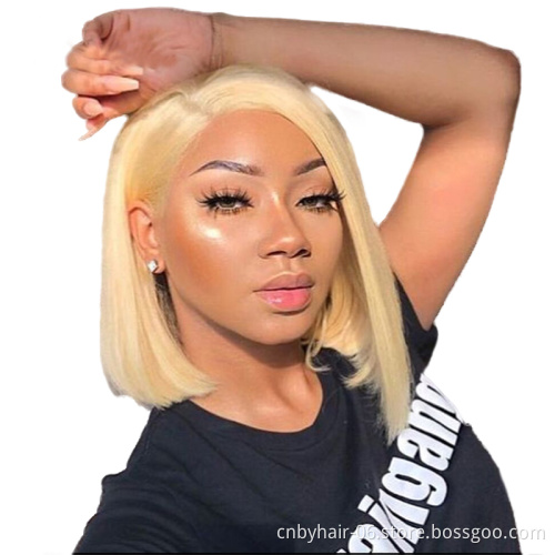 cheap honey blonde human hair lace front bob wig,613 transparent hd lace frontal wig,pre-plucked virgin human hair 613 bob wig